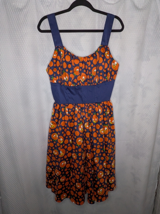 Disney Dresses & Skirts - Disney Parks Orange Bird Polka Dot Sun Dress Navy Blue Women Large NWT Retro